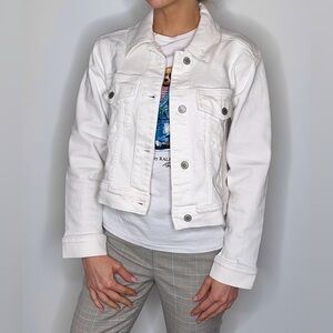 Hollister White Crop Denim Jacket - Size Large